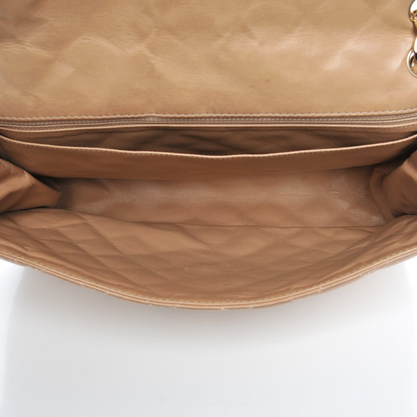 Lambskin Quilted Maxi Single Flap Beige