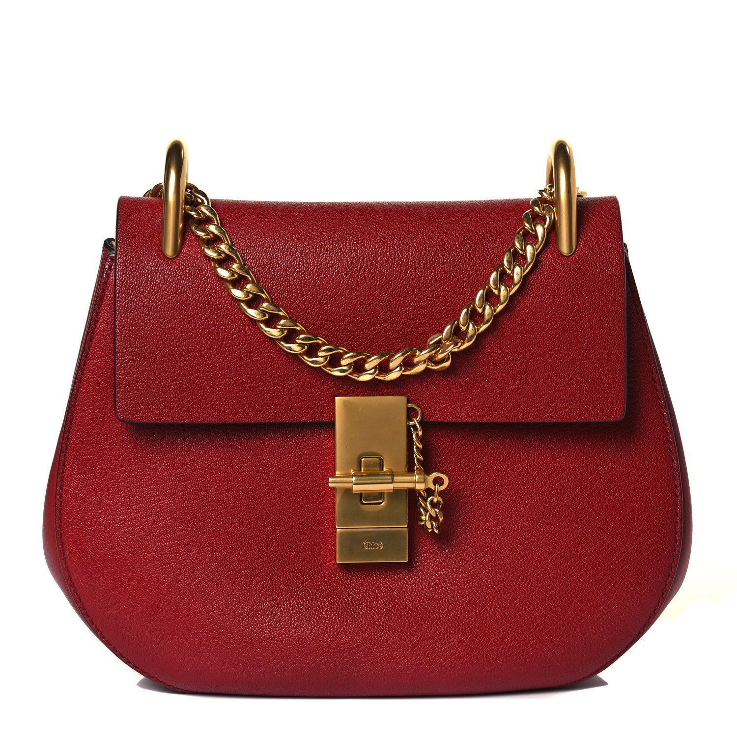 Chloe Grained Lambskin Drew Shoulder Bag Plaid Red 1 of 6