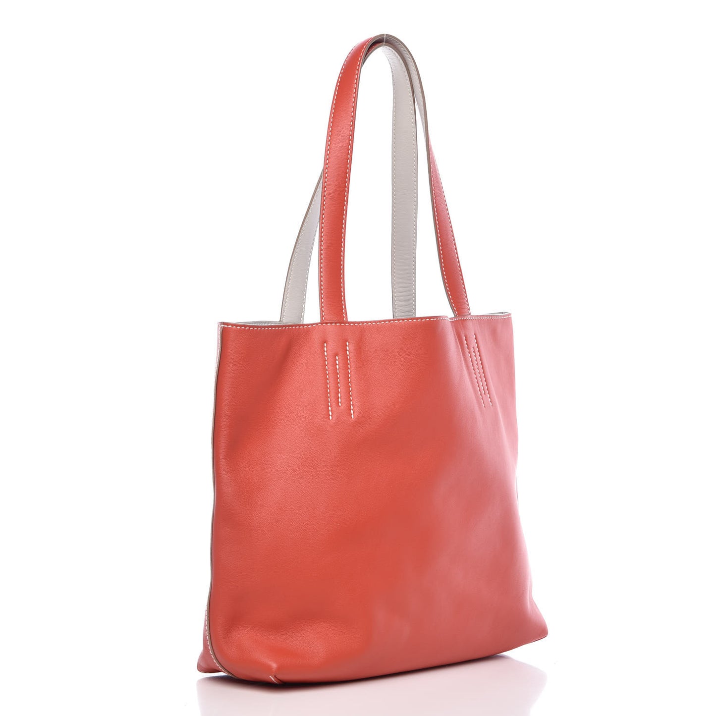 Veau Sikkim Double Sens 30 Reversible Tote Gris Perle Capucine