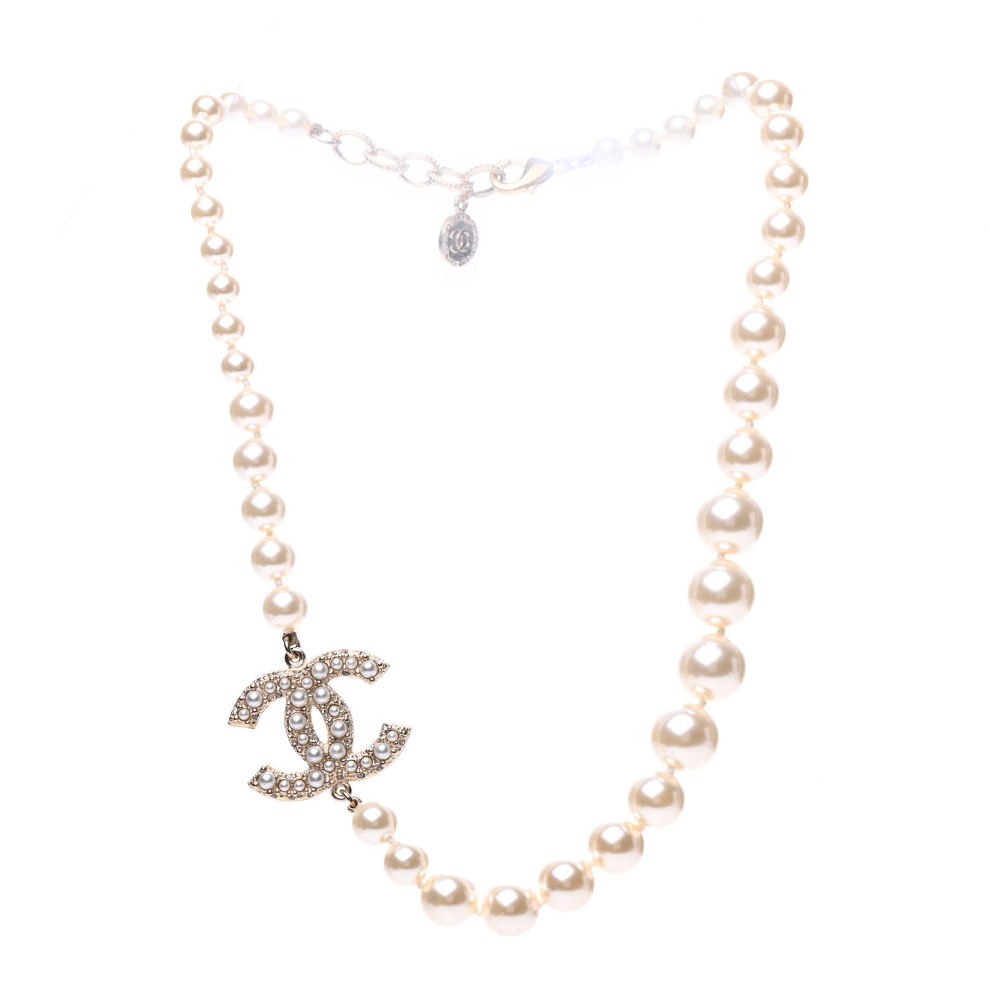 Pearl CC 100th Anniversary Necklace Light Gold