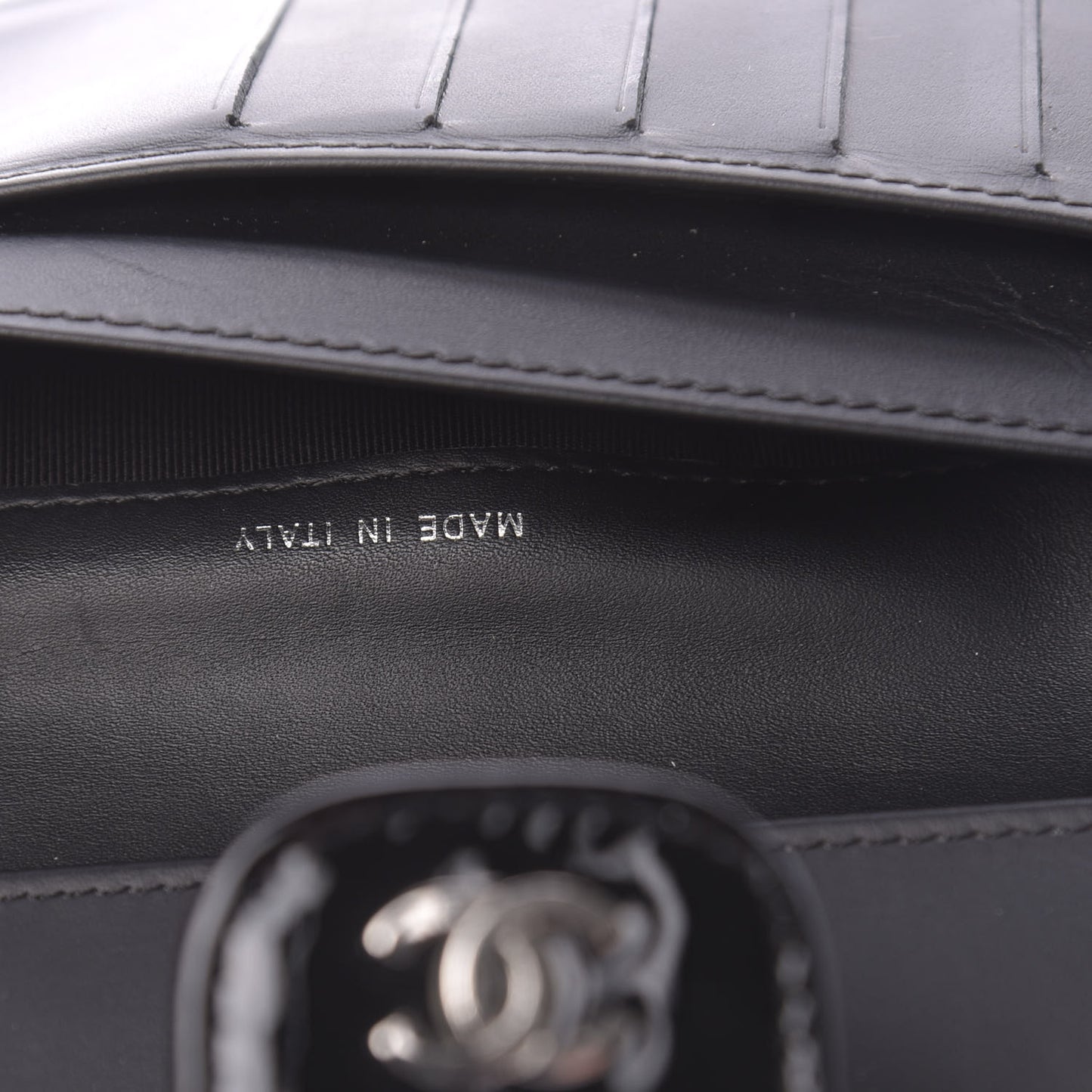 Patent Quilted Large Flap Wallet Black