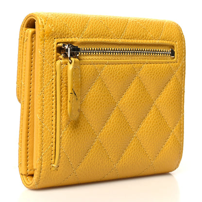 Chanel Caviar Quilted Compact Flap Wallet Yellow 3 of 14