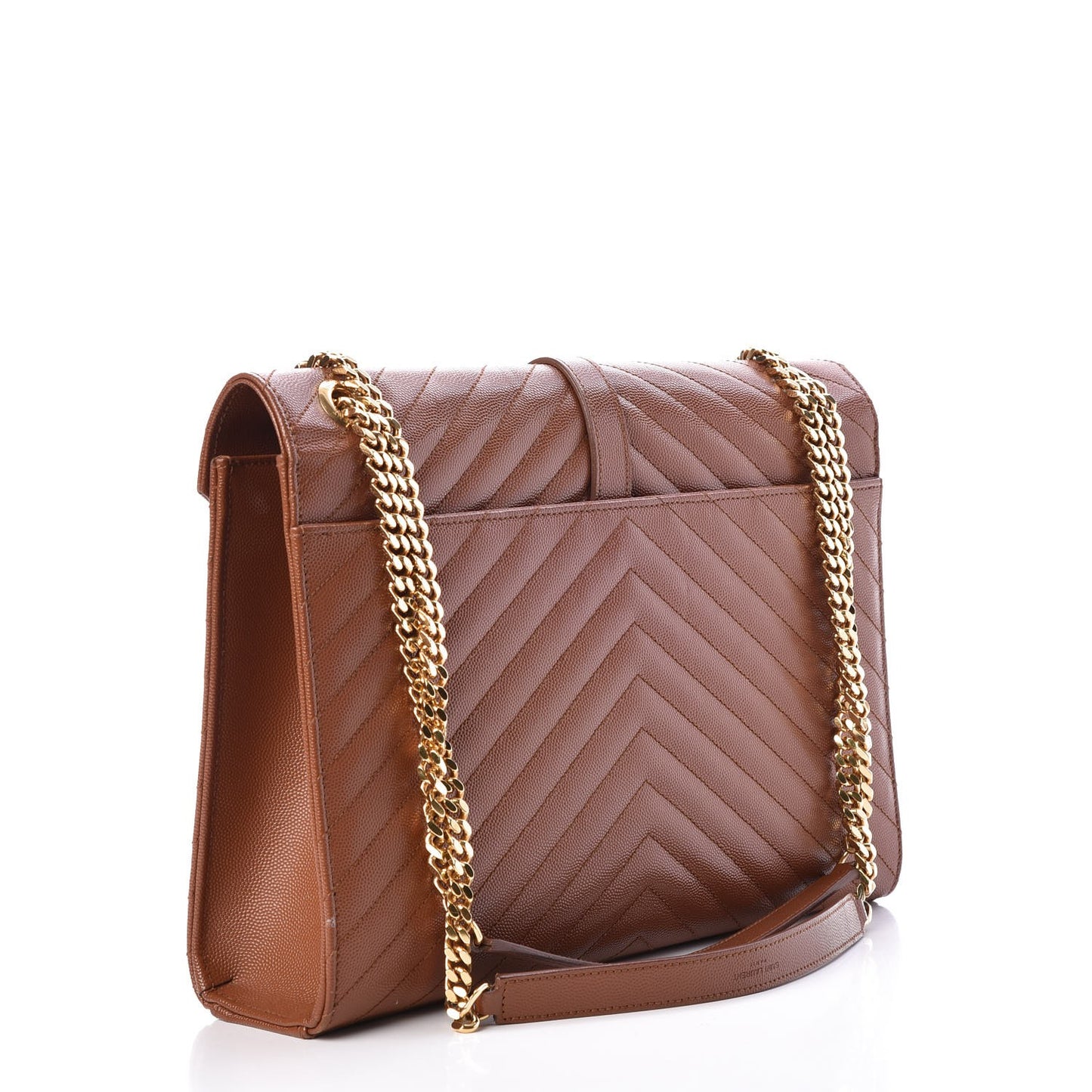 Grain De Poudre Matelasse Chevron Large Monogram Satchel Brown