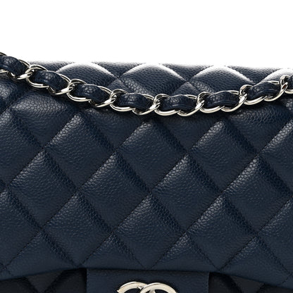 Chanel Caviar Quilted Jumbo Double Flap Navy Blue 8 of 11