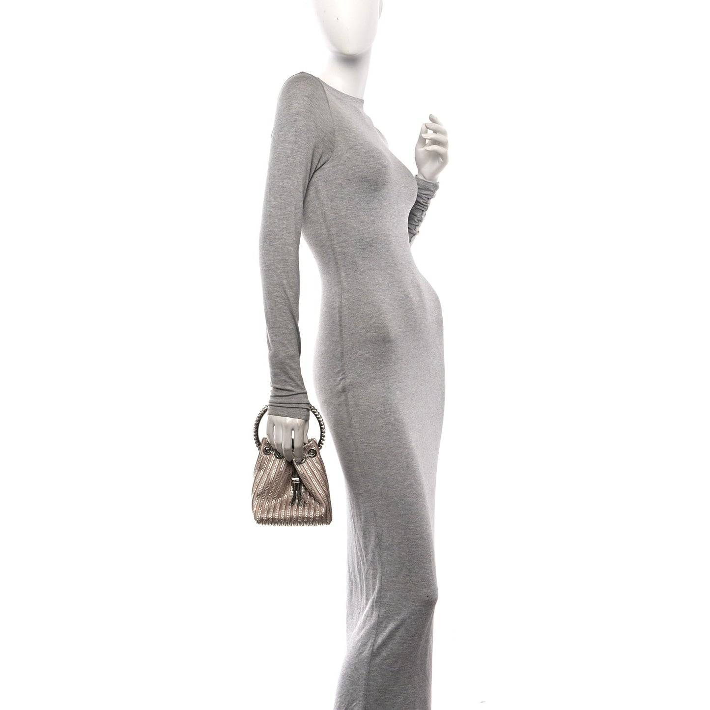 Suede Mesh Crystal Embellished Stripe Bon Bon Bucket Bag Macaron Mix