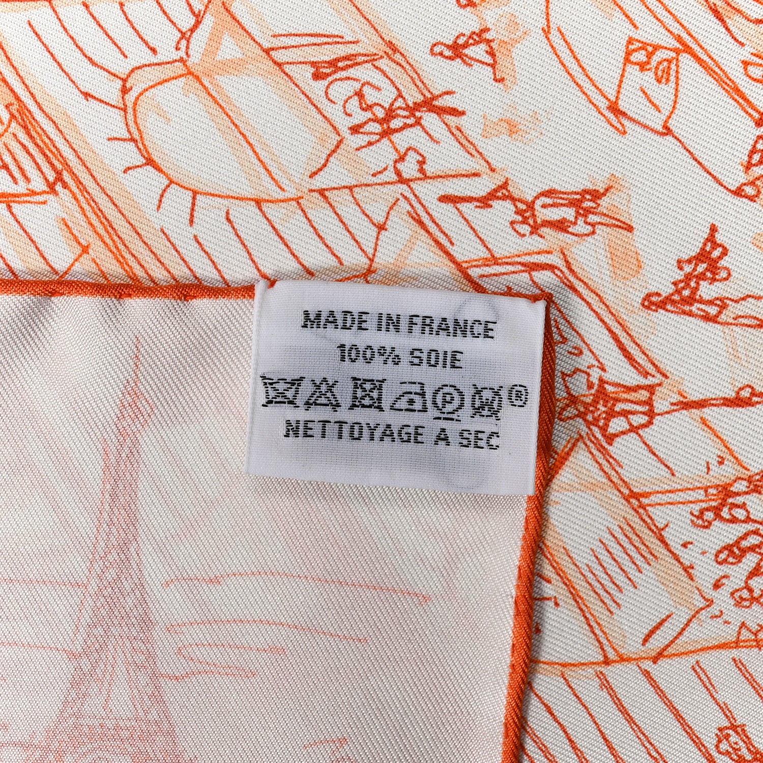 Hermes Silk Un Jardin Sur Le Toit Pocket Square White Orange Coral 2 of 3