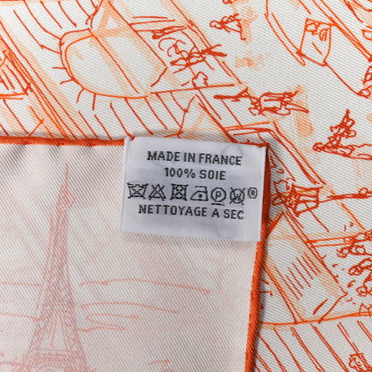 Hermes Silk Un Jardin Sur Le Toit Pocket Square White Orange Coral 2 of 3