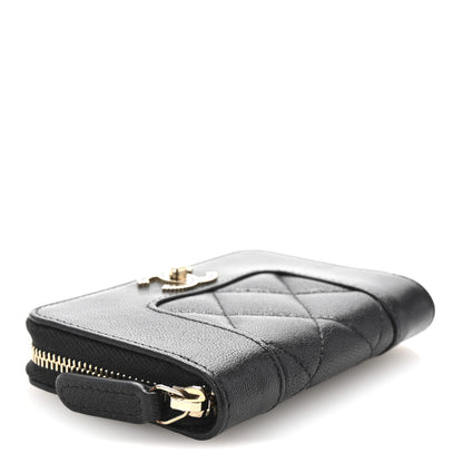 Chanel Sheepskin Quilted Mademoiselle Vintage Zip Coin Purse Black 4 of 8