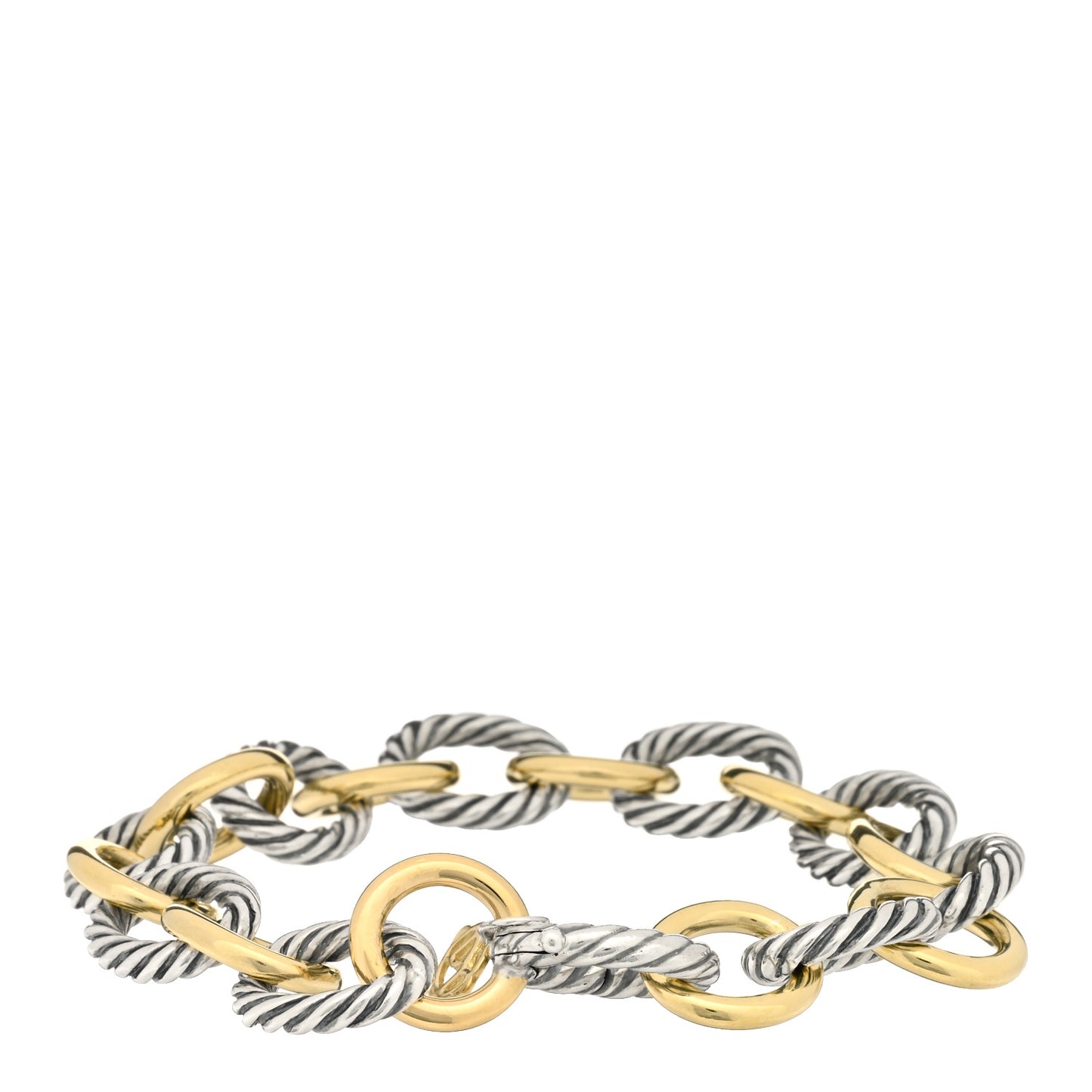 Sterling Silver 18K Yellow Gold 12mm Large Oval Link Bracelet