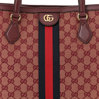 Gucci Monogram Textured Dollar Calfskin Web Medium Ophidia Shopping Tote Sahara Rubino Chardonnay 8 of 11