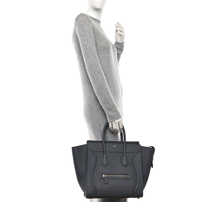 Celine Drummed Calfskin Mini Luggage Kohl 2 of 10