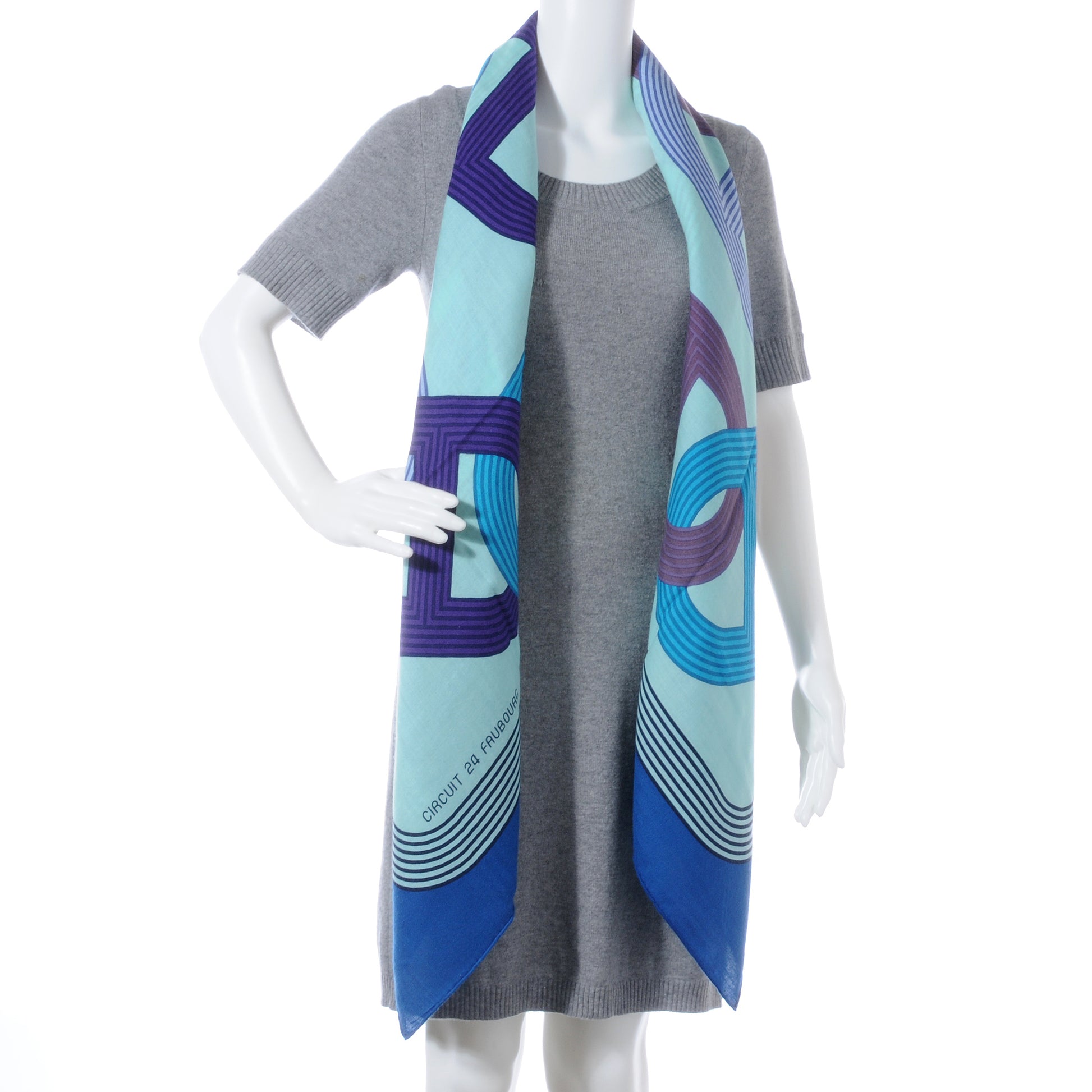 Hermes Cashmere Silk Circuit 24 Faubourg Shawl 140 3 of 7