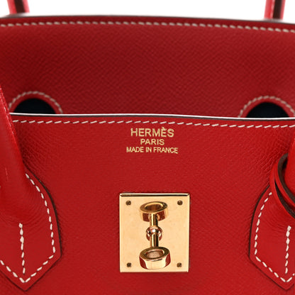 Hermes Epsom Candy Birkin 35 Rouge Casaque Bleu Thalassa 6 of 22