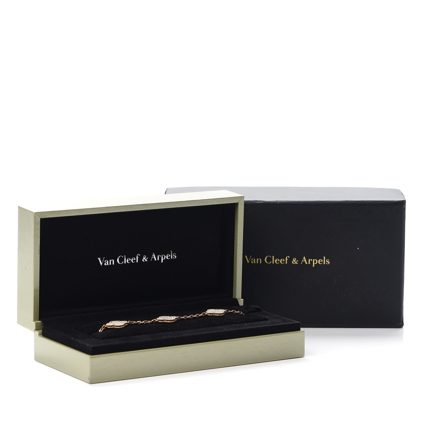 Van Cleef & Arpels 18K Yellow Gold Mother of Pearl 5 Motifs Vintage Alhambra Bracelet 8 of 8