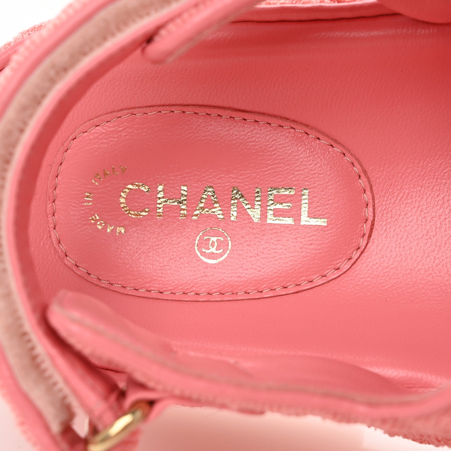 Chanel Knit Fabric Velcro Dad Sandals 38 Coral 8 of 9