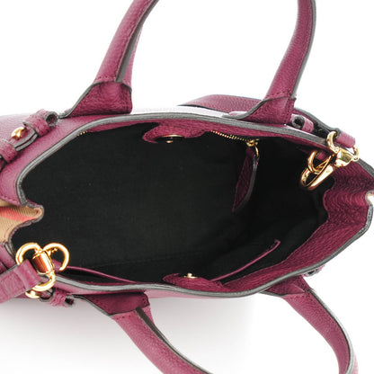 Burberry Grainy Calfskin House Check Small Banner Tote Elderberry 5 of 8