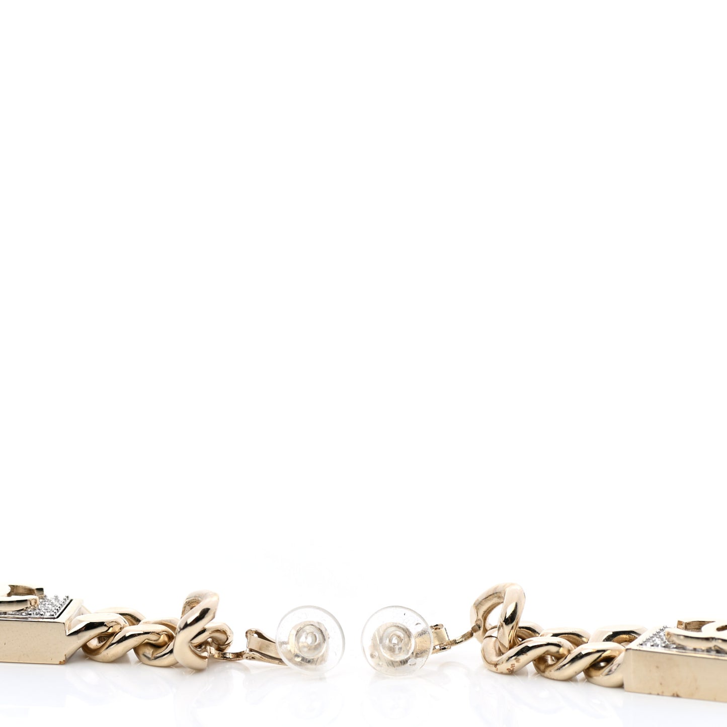Crystal Dog Tag Charm Earrings Gold