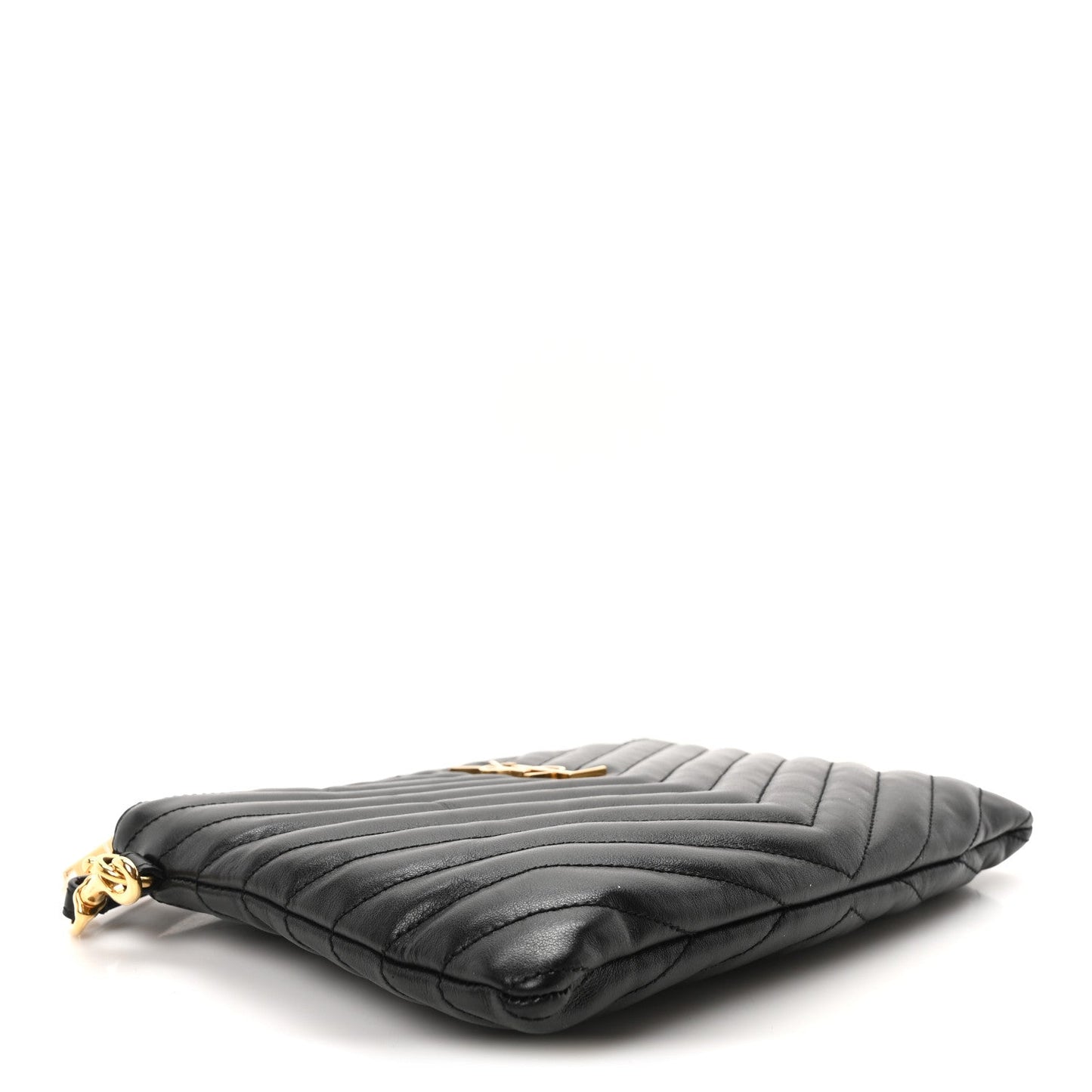 Calfskin Matelasse Chevron Monogram A5 Wristlet Black