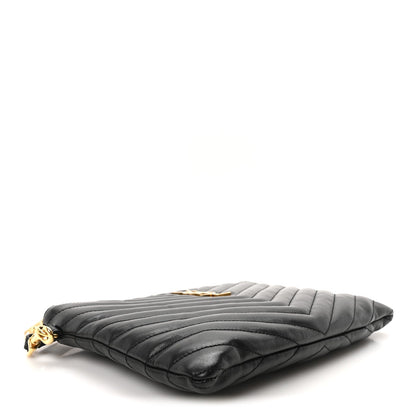 Saint Laurent Calfskin Matelasse Chevron Monogram A5 Wristlet Black 4 of 10