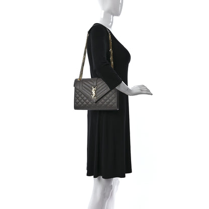 Saint Laurent Grain De Poudre Textured Mixed Matelasse Medium Triquilt Monogram Satchel Fog 2 of 9