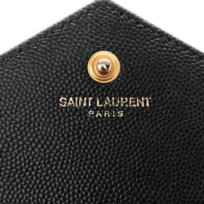 Saint Laurent Grain De Poudre Matelasse Chevron Monogram Chain Wallet Black 6 of 10