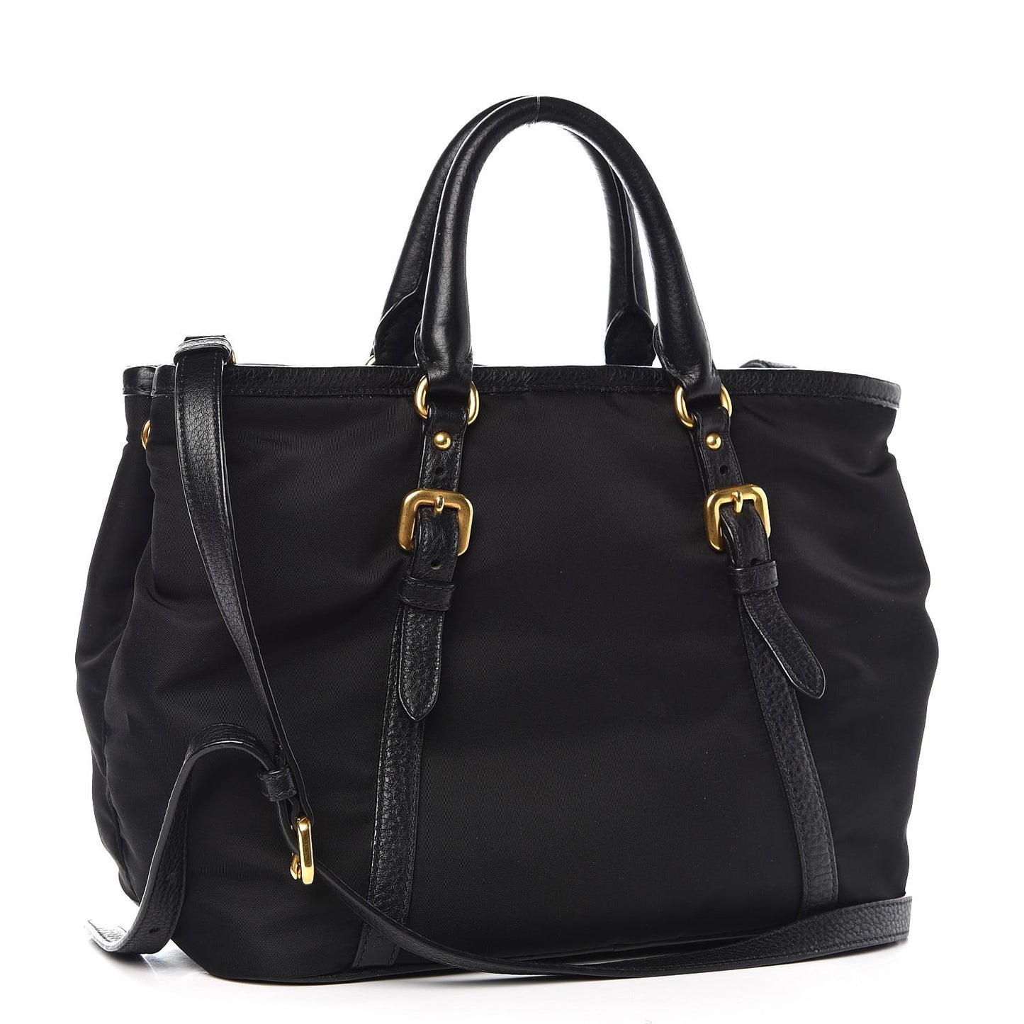 Tessuto Nylon Vitello Daino Tote Black