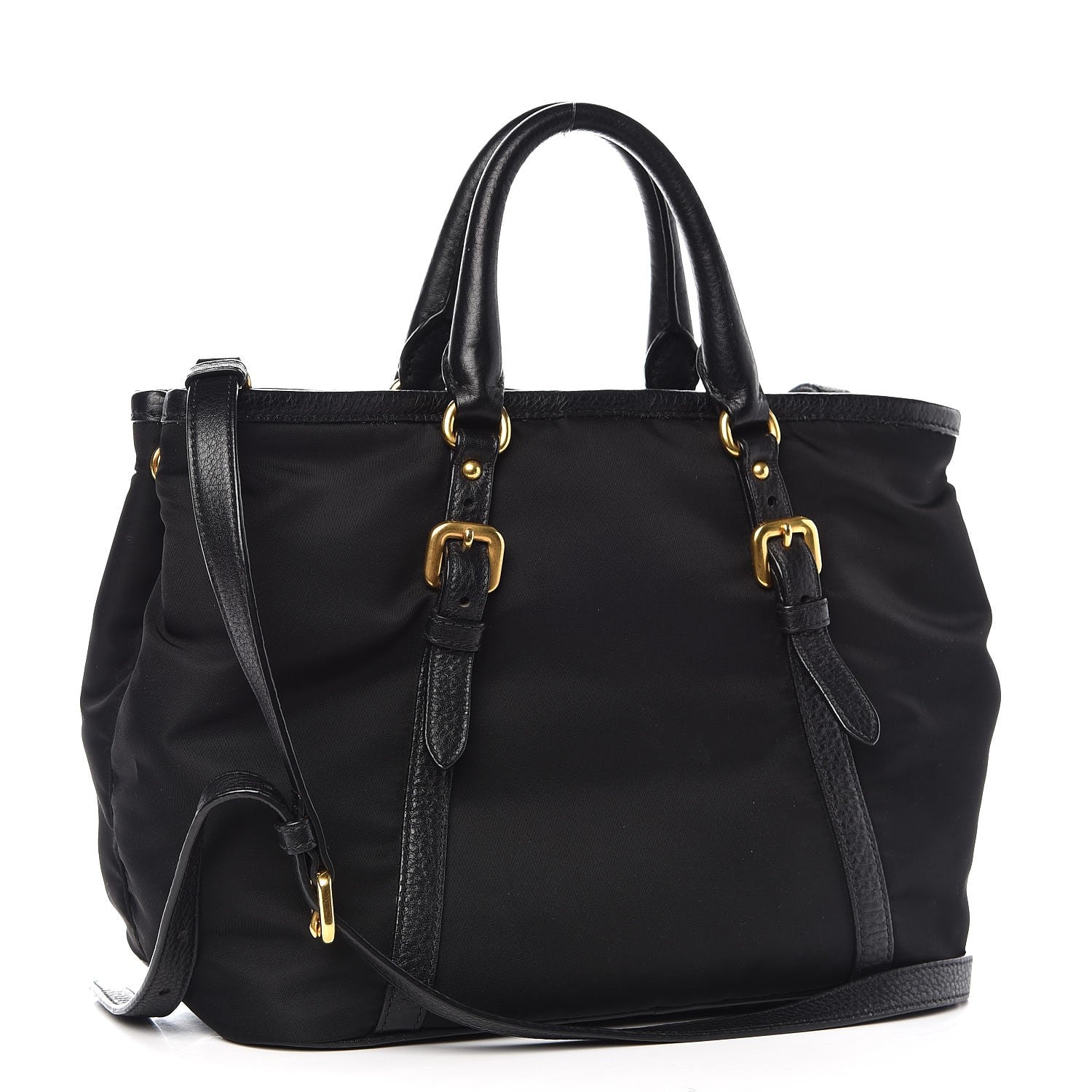 Prada Tessuto Nylon Vitello Daino Tote Black 4 of 9