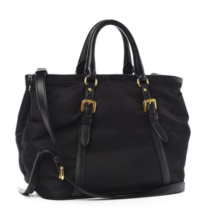 Prada Tessuto Nylon Vitello Daino Tote Black 4 of 9