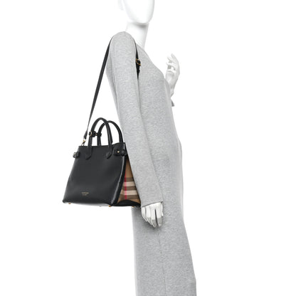 Burberry Derby Calfskin Medium Banner Tote Black 2 of 9