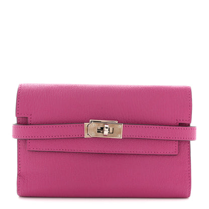 Hermes Chevre Mysore Medium Kelly Wallet Fuchsia 1 of 8