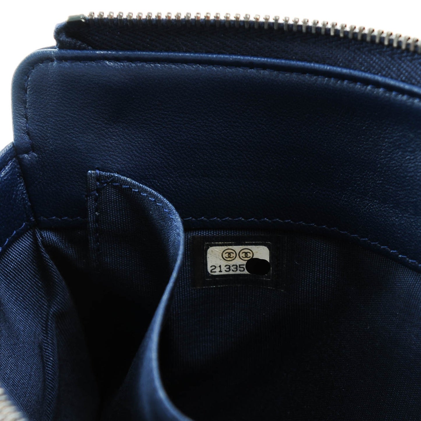 Lambskin Quilted Small Zipped Boy Clutch Navy