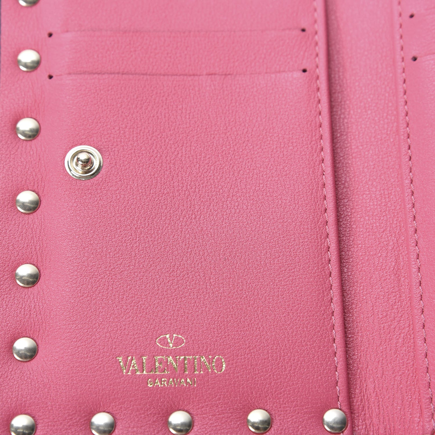 Valentino Garavani Vitello Rockstud Coin Case Card Holder Shadow Pink 7 of 8