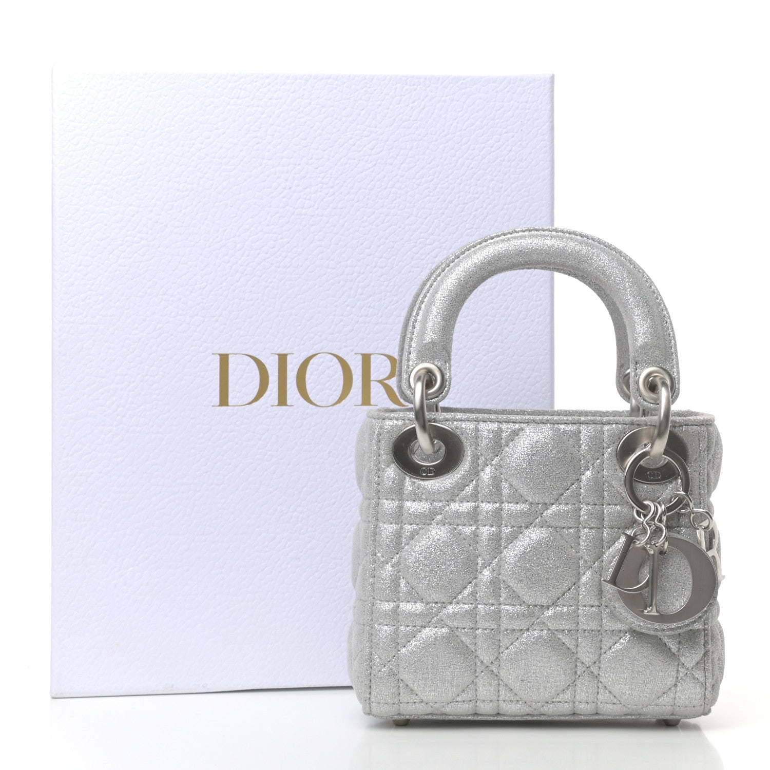 Christian Dior Metallic Nubuck Cannage Nano Lady Dior Silver 9 of 9