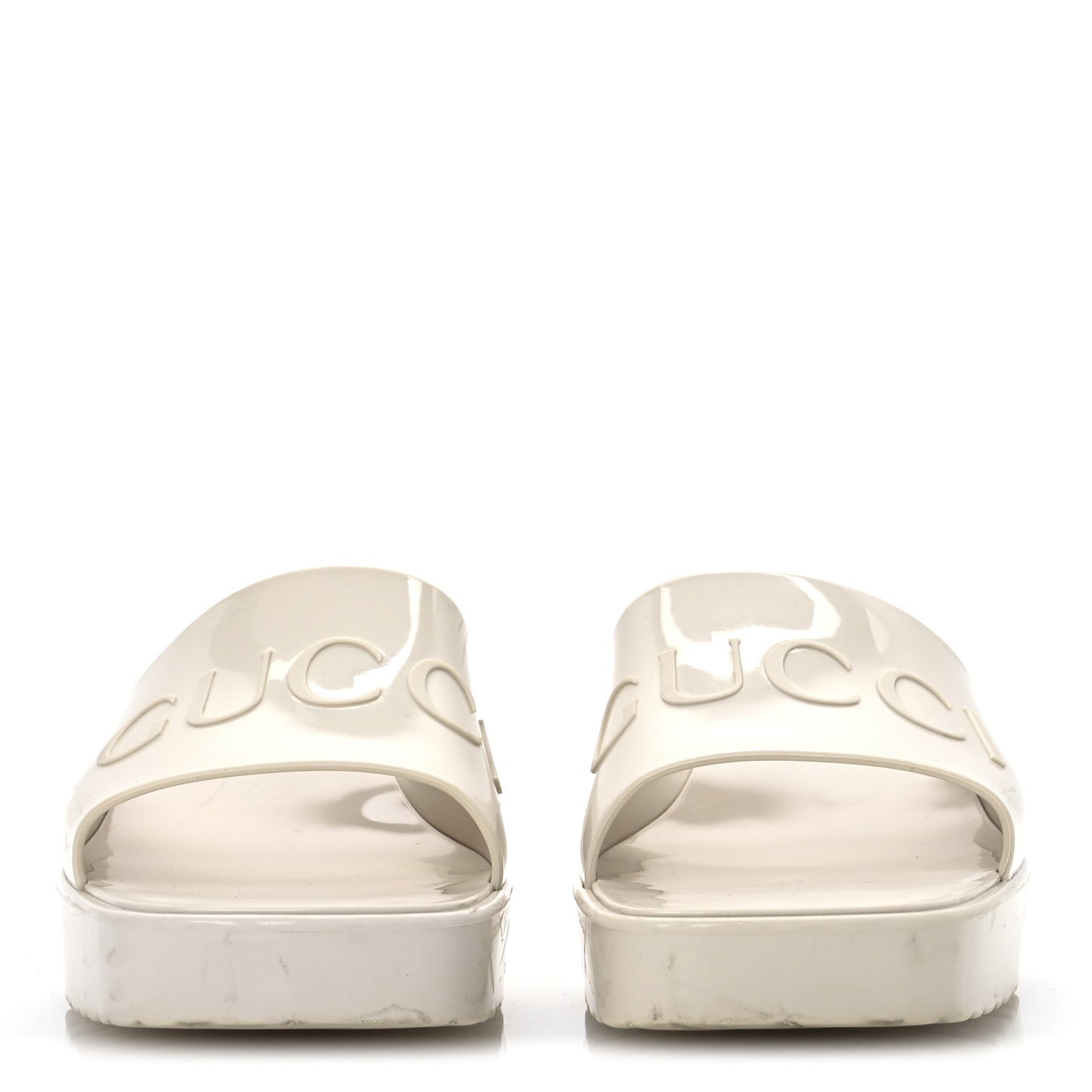 Rubber Gucci Logo Womens Platform 20/60mm Slide Sandals 35 Mystic White