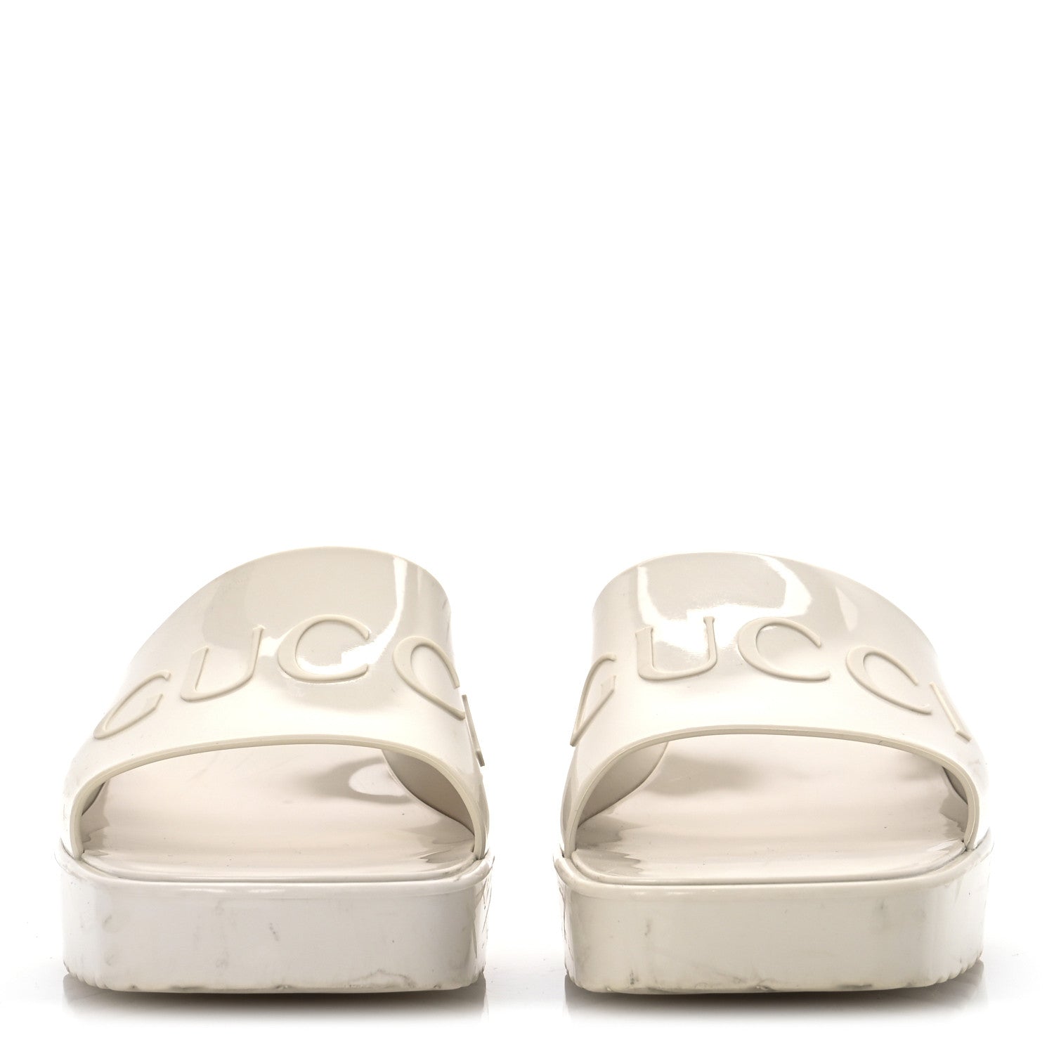 Gucci Rubber Gucci Logo Womens Platform 20/60mm Slide Sandals 35 Mystic White 3 of 14