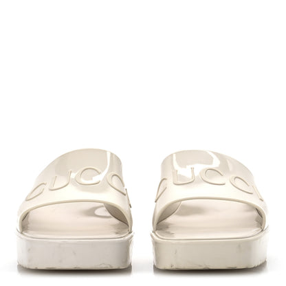 Gucci Rubber Gucci Logo Womens Platform 20/60mm Slide Sandals 35 Mystic White 3 of 14