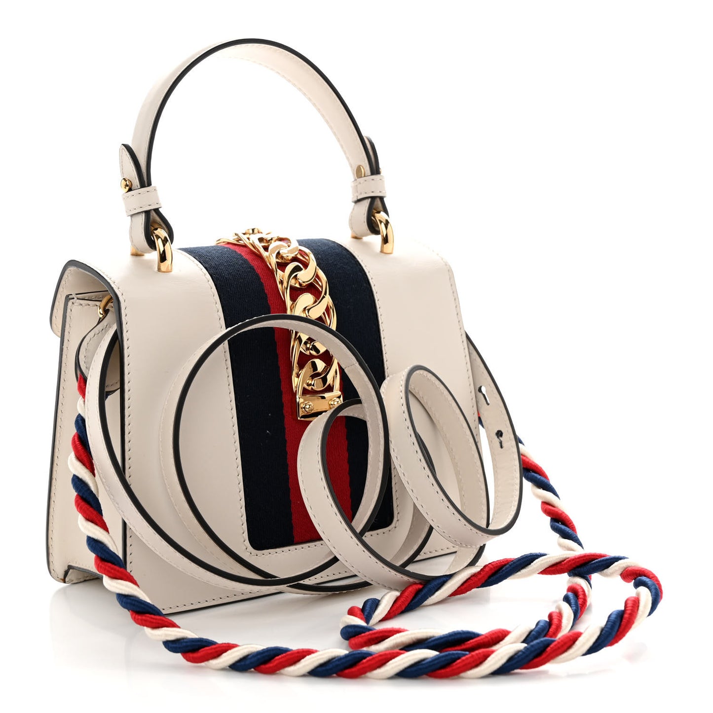 Calfskin Mini Sylvie Top Handle Bag White