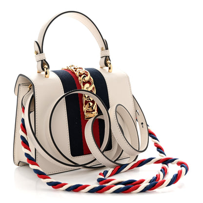 Gucci Calfskin Mini Sylvie Top Handle Bag White 3 of 10