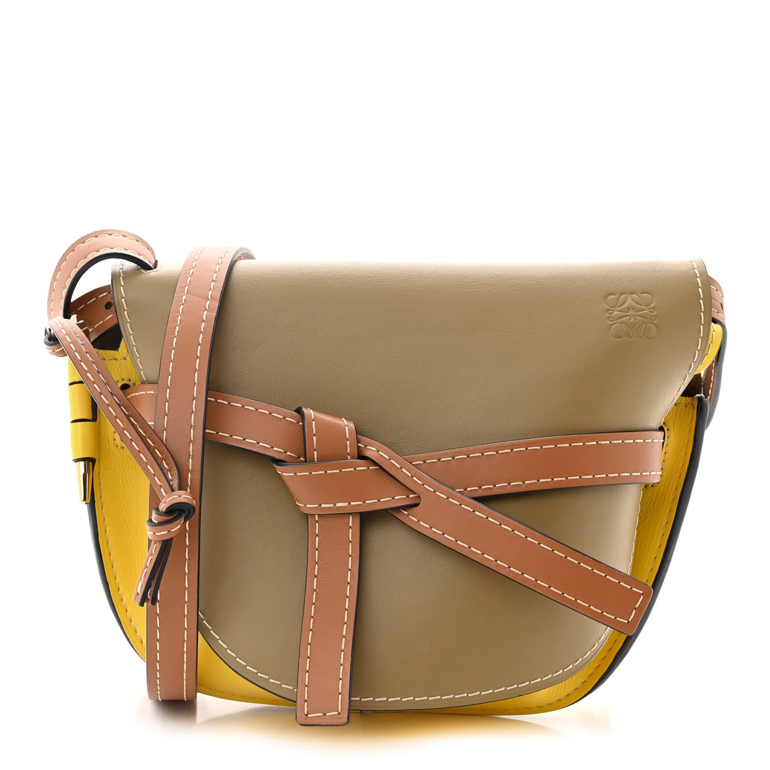 Loewe Calfskin Small Gate Crossbody Bag Mocca Yellow Pecan 1 of 12