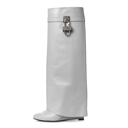 Givenchy Calfskin Shark Lock Pant Boots 39 Grey 1 of 17
