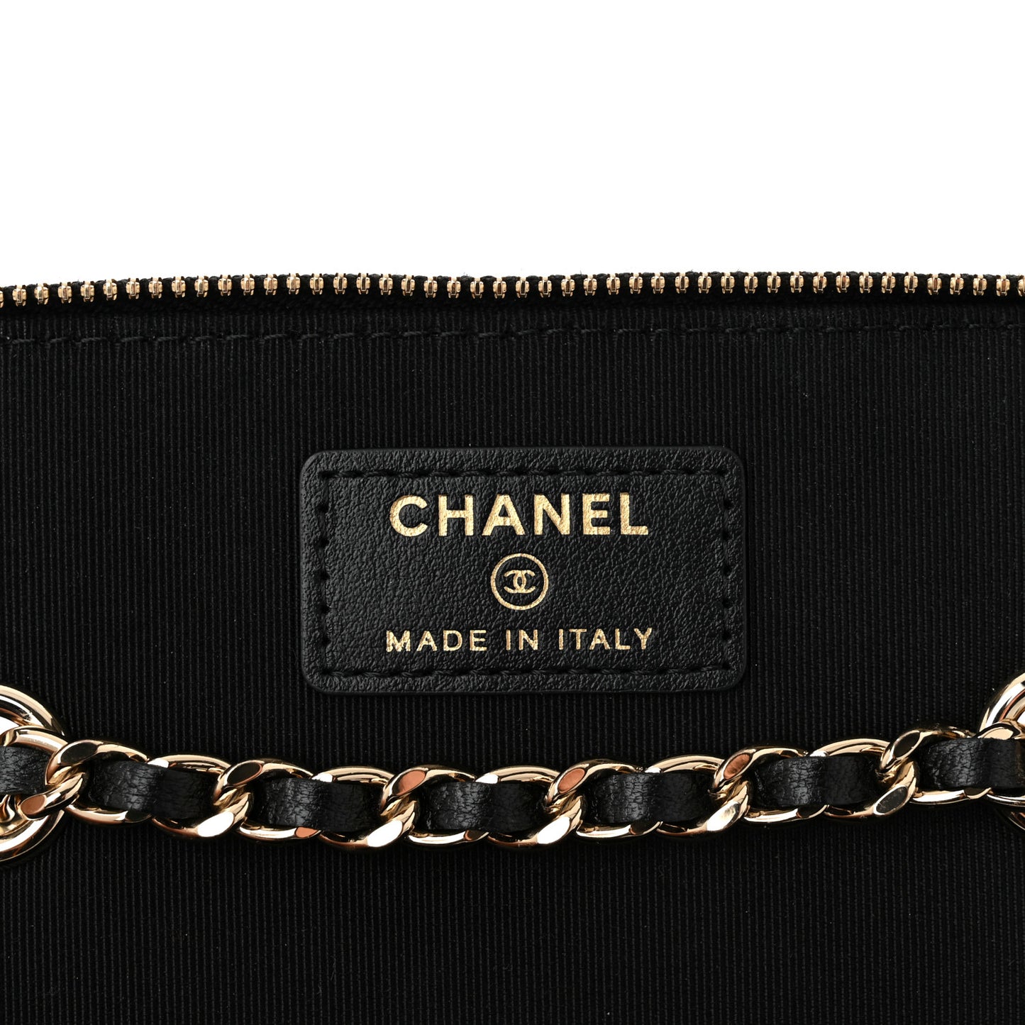 Lambskin Camellia Embossed Small Vanity Case With Chain Black