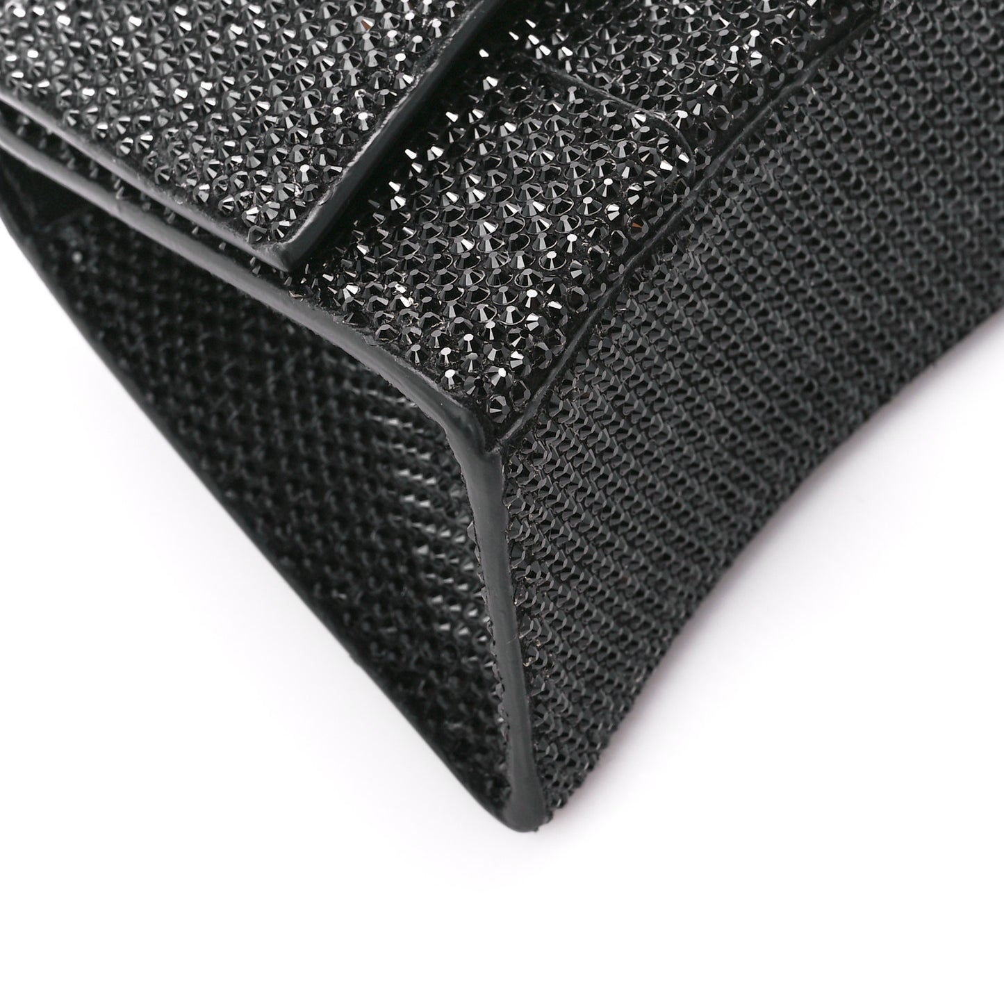 Strass Suede Hourglass Top Handle Bag XS Black Jet