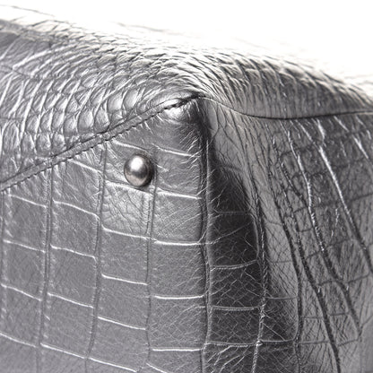 Chanel Calfskin Crocodile Embossed Large Shopping Tote Silver 9 of 11