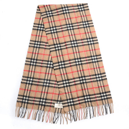 Burberry Lambswool Check Fringe Scarf Camel 3 of 5