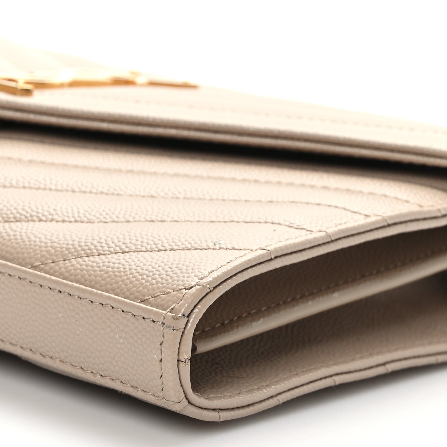 Grain De Poudre Matelasse Chevron Monogram Chain Wallet Dark Beige