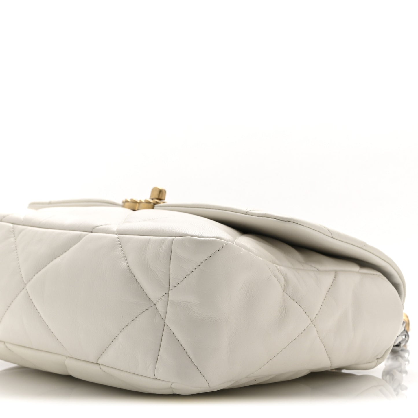 Goatskin Quilted Large Chanel 19 Flap White
