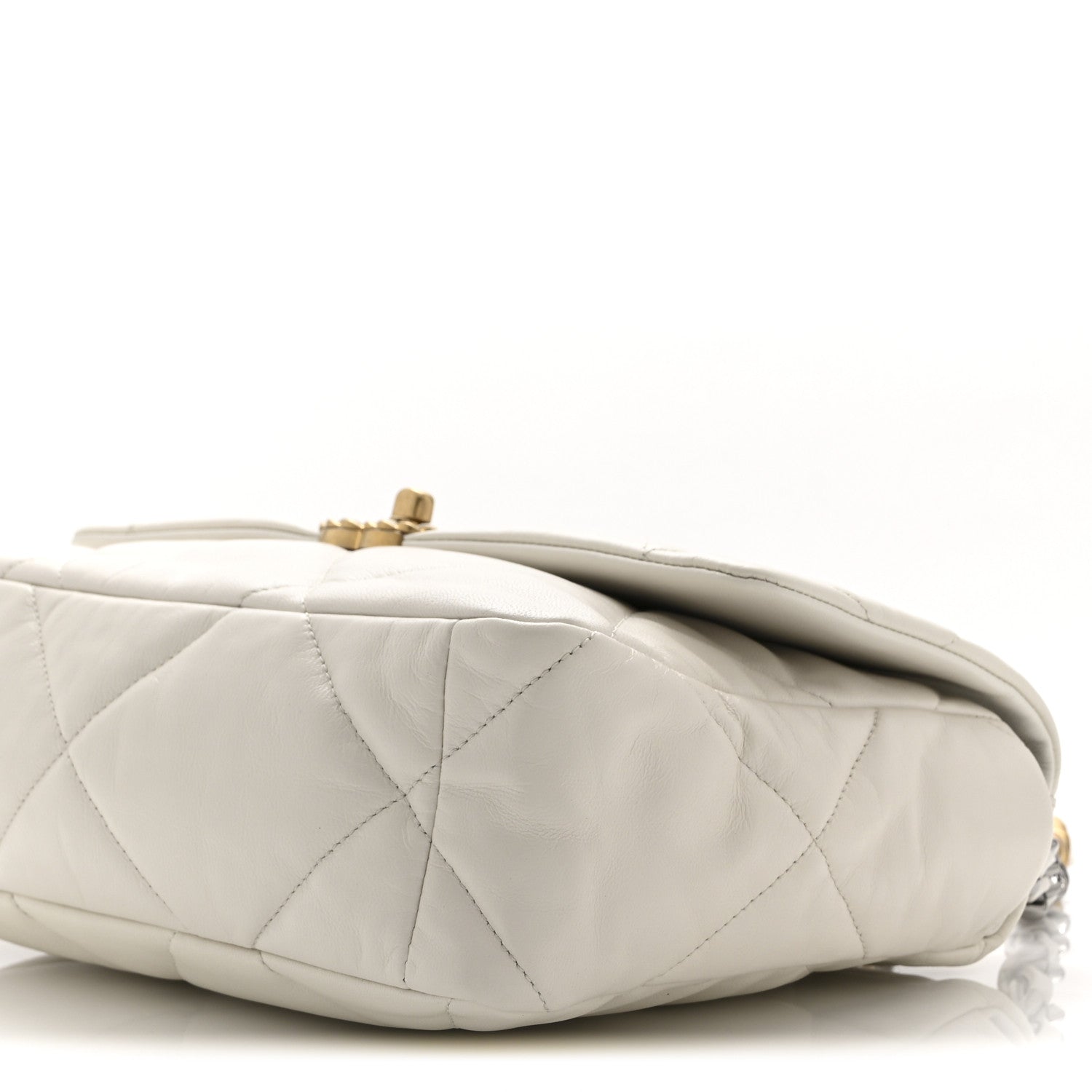 Chanel Goatskin Quilted Large Chanel 19 Flap White 10 of 10
