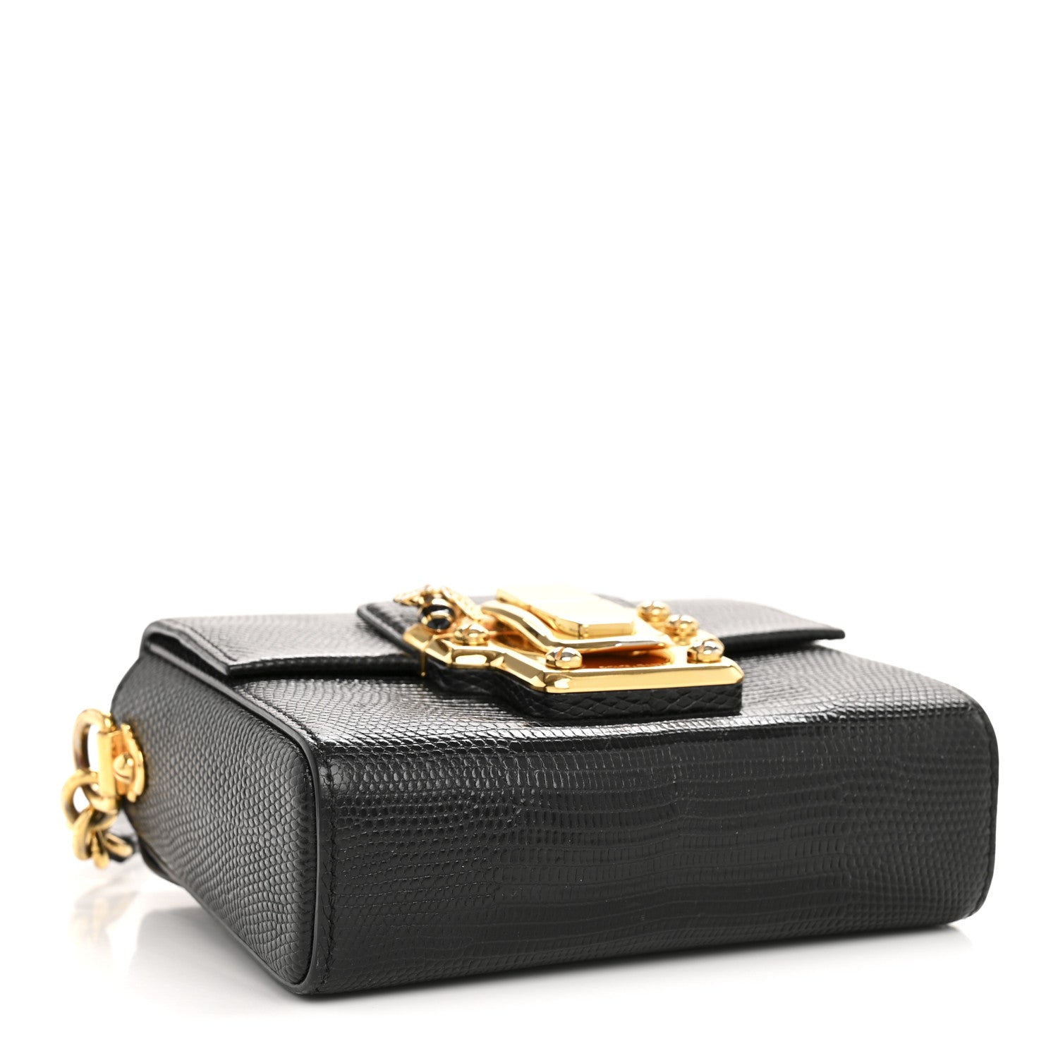 Dolce & Gabbana Calfskin Iguana Embossed Mini Lucia Satchel Black 4 of 13