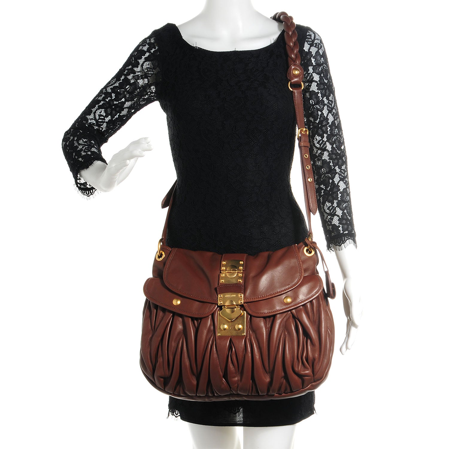 Miu Miu Leather Matelasse Coffer Noce 2 of 7