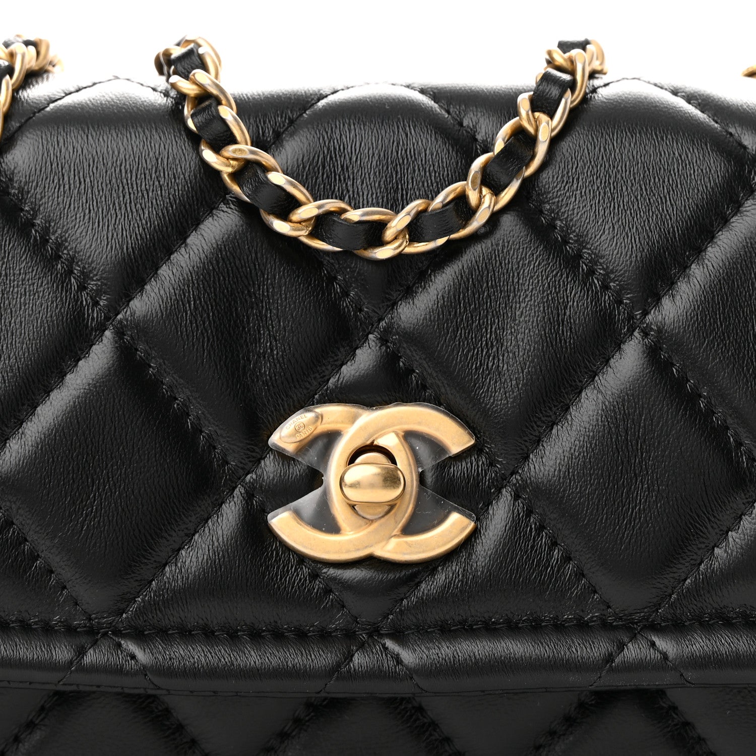 Chanel Shiny Lambskin Flap Clutch With Chain Black 6 of 11